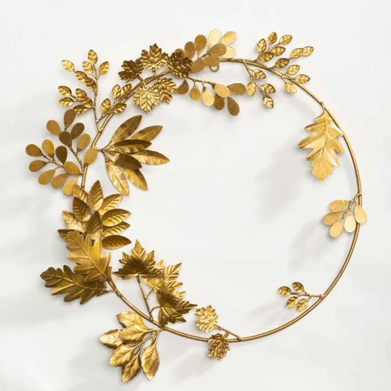 Gold Finish Recycled Metal Leaf Wreath