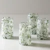 Green and White Recycled Pint Glassware, Set of 4