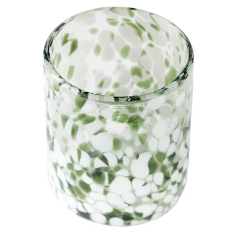 Green and White Recycled Tumbler Glassware, Set of 4