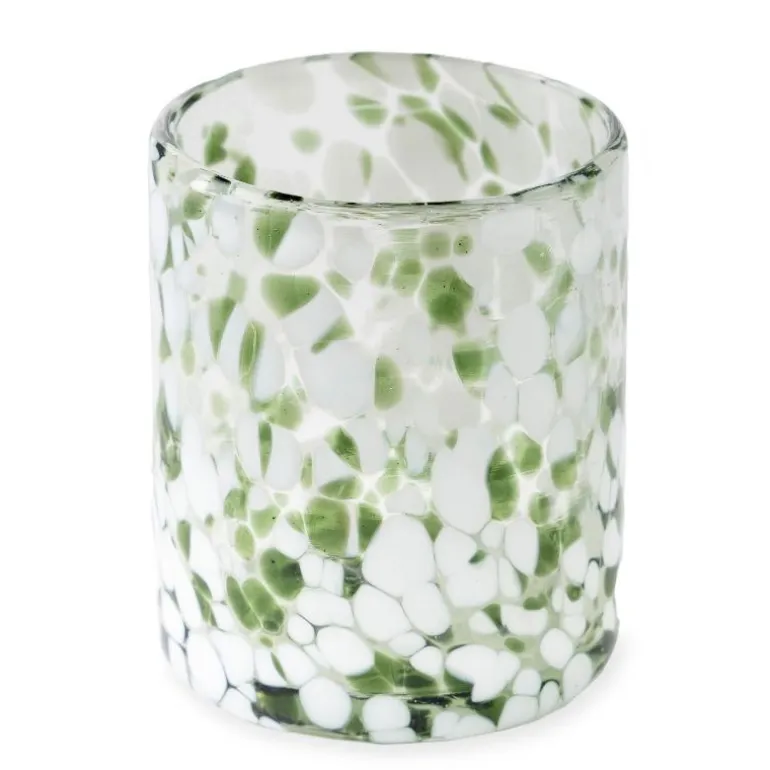 Green and White Recycled Tumbler Glassware, Set of 4