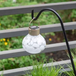 Hand-blown Glass Solar Tea Lantern - White
