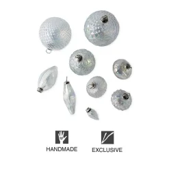 Hand-Blown Luster Glass Ornament Box, Set of 9