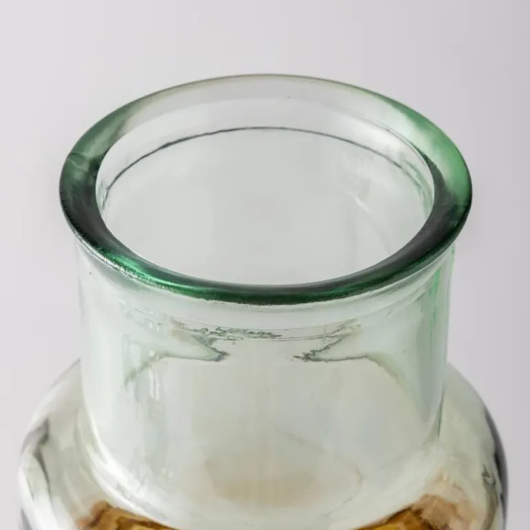 Hand-Blown Recycled Amber Vase, 11"H