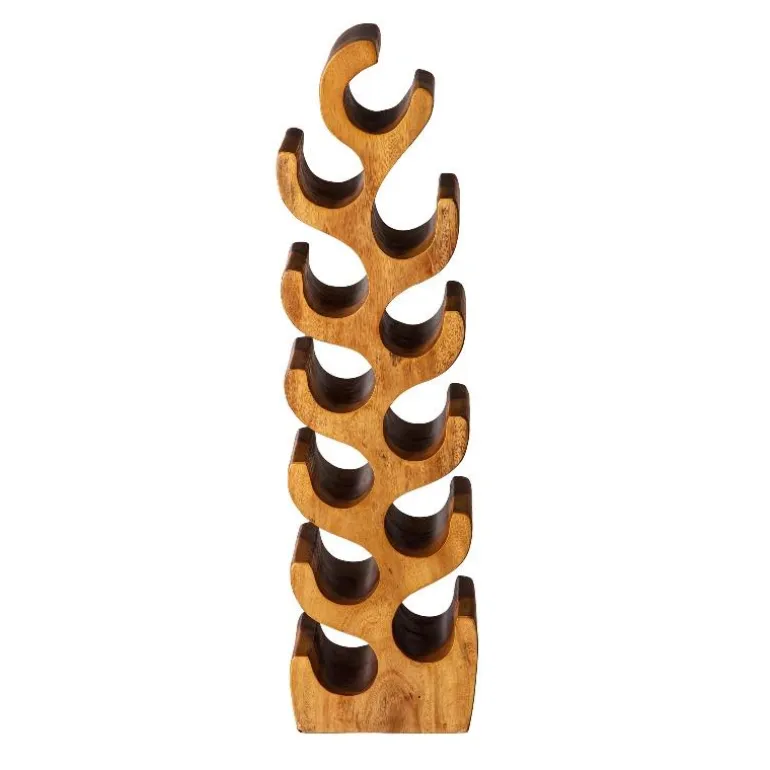 Hand-Carved Giant Suar Wood Wine Rack