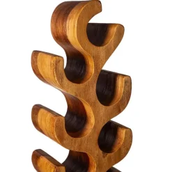 Hand-Carved Giant Suar Wood Wine Rack