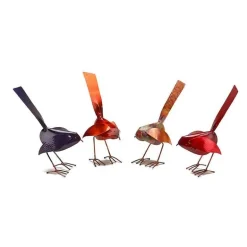 Handcrafted Copper Bird Statue - Red