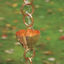 Handcrafted Crocus Flower Rain Chain - Copper