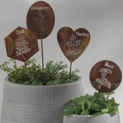 Handcrafted Flamed Copper Herb Stake - Dill