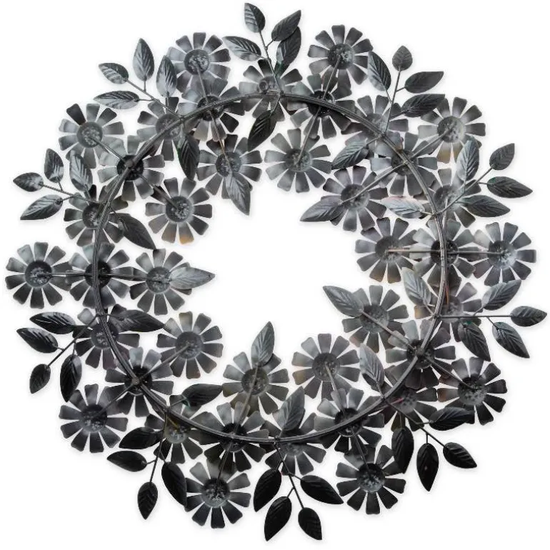 Handcrafted Pink and Orange Zinnias Metal Wreath