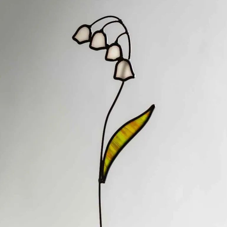 Handcrafted Stained Glass Flower Stakes - Birth Month - May
