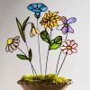 Handcrafted Stained Glass Flower Stakes - Birth Month - February