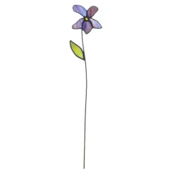 Handcrafted Stained Glass Flower Stakes - Birth Month - February
