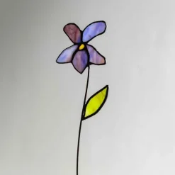 Handcrafted Stained Glass Flower Stakes - Birth Month - February