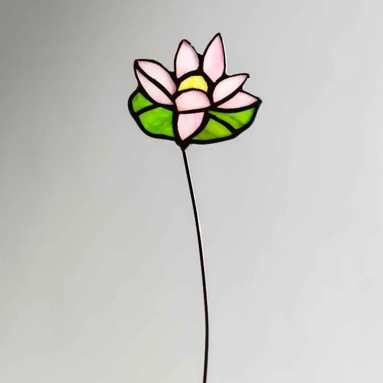 Handcrafted Stained Glass Flower Stakes - Birth Month - July