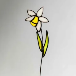 Handcrafted Stained Glass Flower Stakes - Birth Month - December