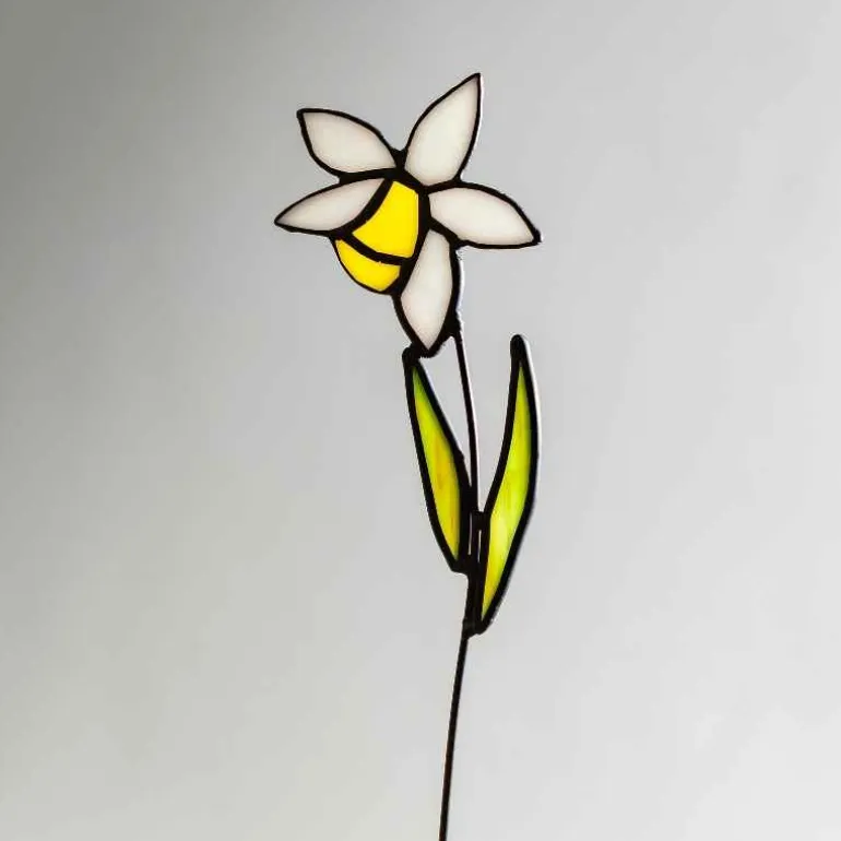 Handcrafted Stained Glass Flower Stakes - Birth Month - December