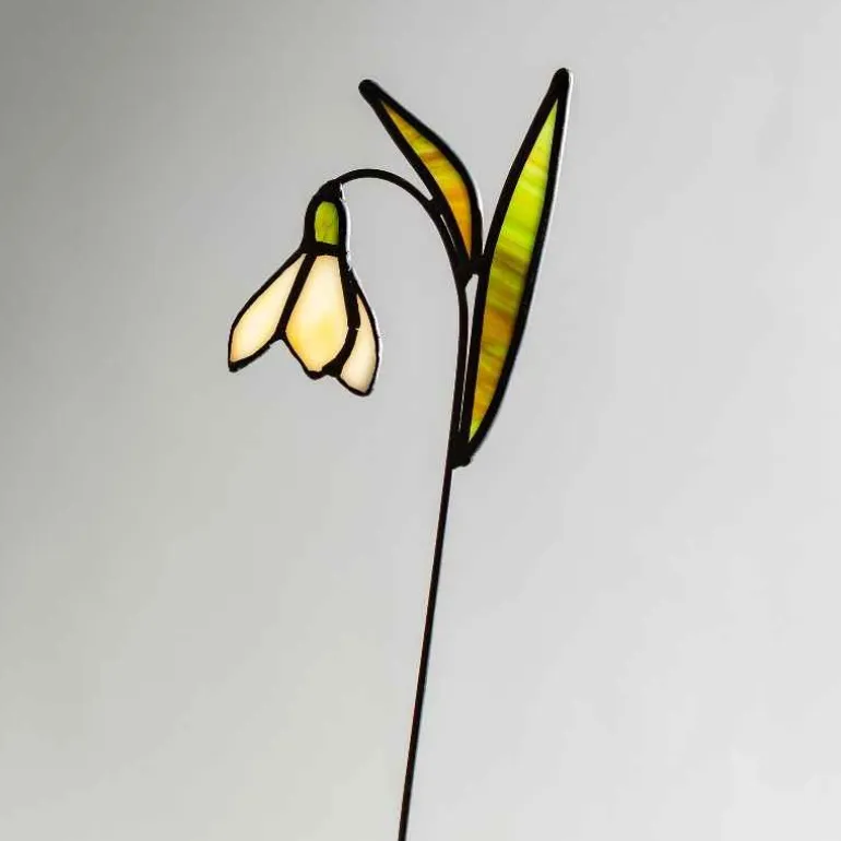 Handcrafted Stained Glass Flower Stakes - Birth Month - January