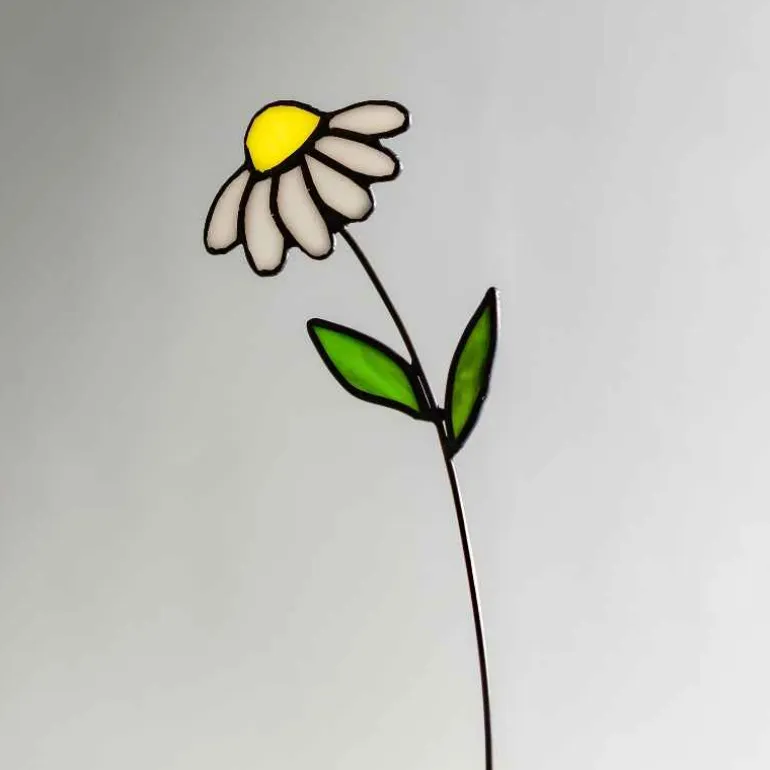 Handcrafted Stained Glass Flower Stakes - Birth Month - April