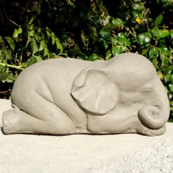 Handcrafted Stone Sleeping Baby Elephant Garden Sculpture