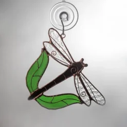Hand-Cut Stained Glass Dragonfly Suncatcher