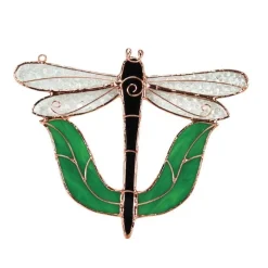 Hand-Cut Stained Glass Dragonfly Suncatcher