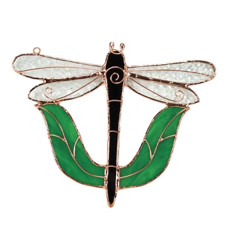 Hand-Cut Stained Glass Dragonfly Suncatcher