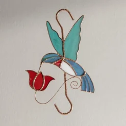 Hand-Cut Stained Glass Hummingbird Hook