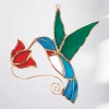 Hand-Cut Stained Glass Hummingbird Suncatcher