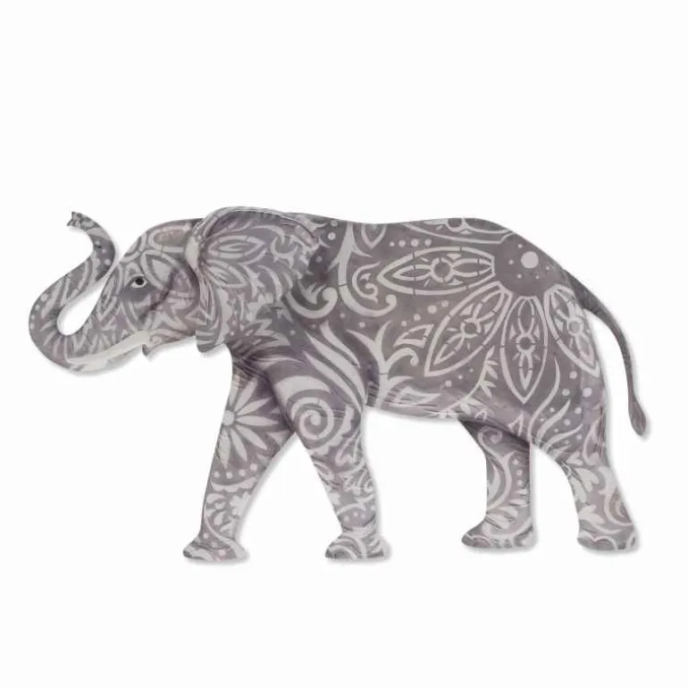 Hand-Painted Metal and Capiz Elephant Wall Art