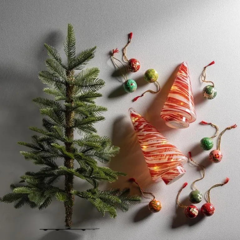 Hand-Painted Paper Mache Ornaments, Set of 24