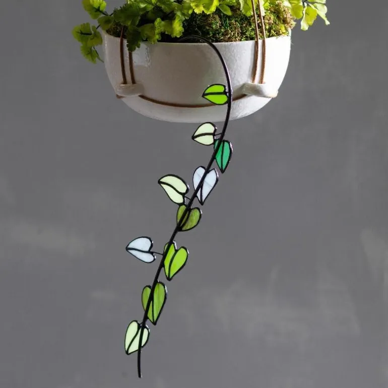Hanging Vine Stained Glass Leaf Stake