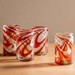 Holiday Swirl Recycled Glass Pints, Set of 4