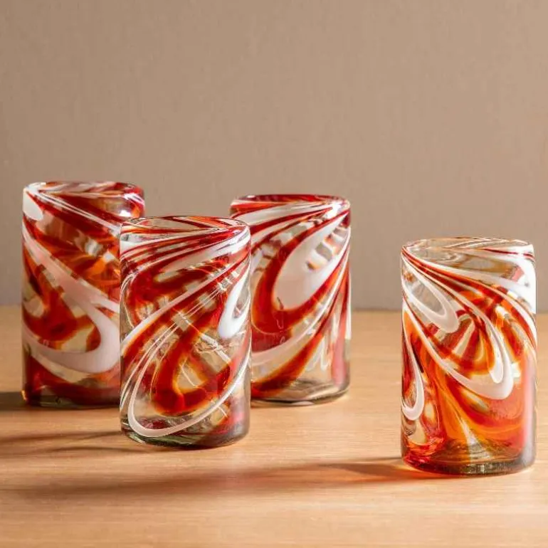 Holiday Swirl Recycled Glass Pints, Set of 4