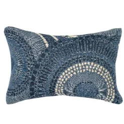 Indoor/Outdoor Blue Circle Lumbar Pillow, 12 x 18