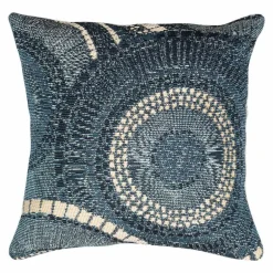 Indoor/Outdoor Blue Circle Pillow, 18" sq