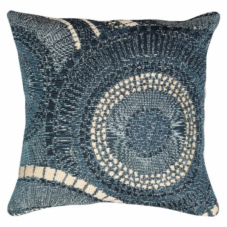 Indoor/Outdoor Blue Circle Pillow, 18" sq
