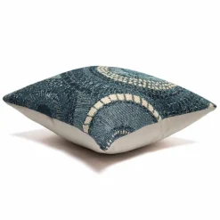 Indoor/Outdoor Blue Circle Pillow, 18