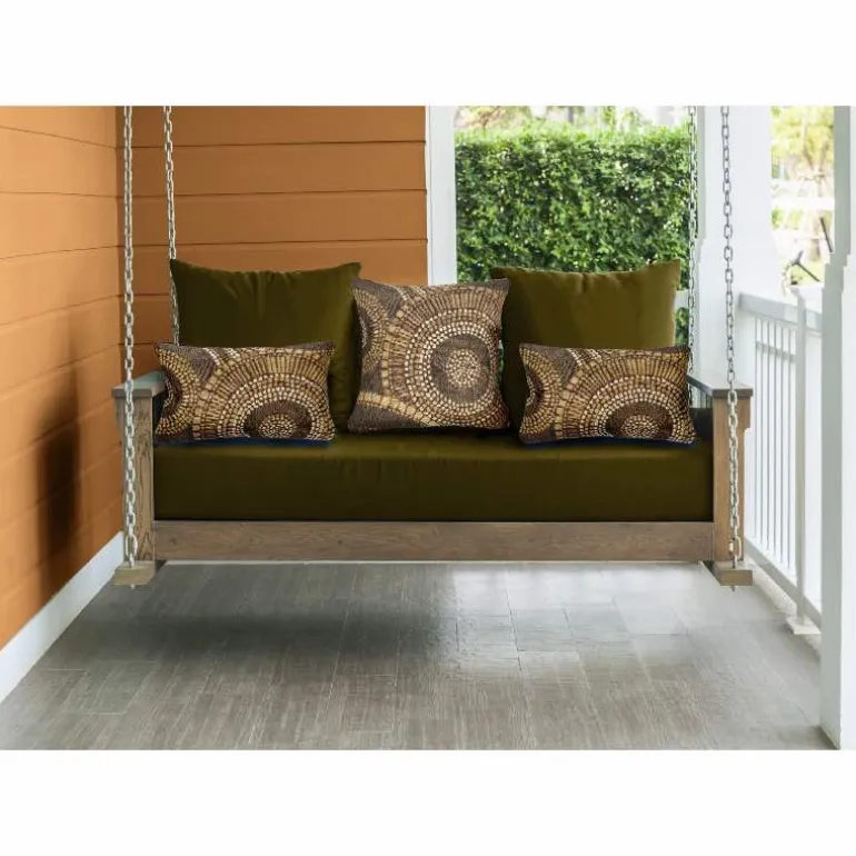 Indoor/Outdoor Brown Circle Lumbar Pillow, 12 x 18