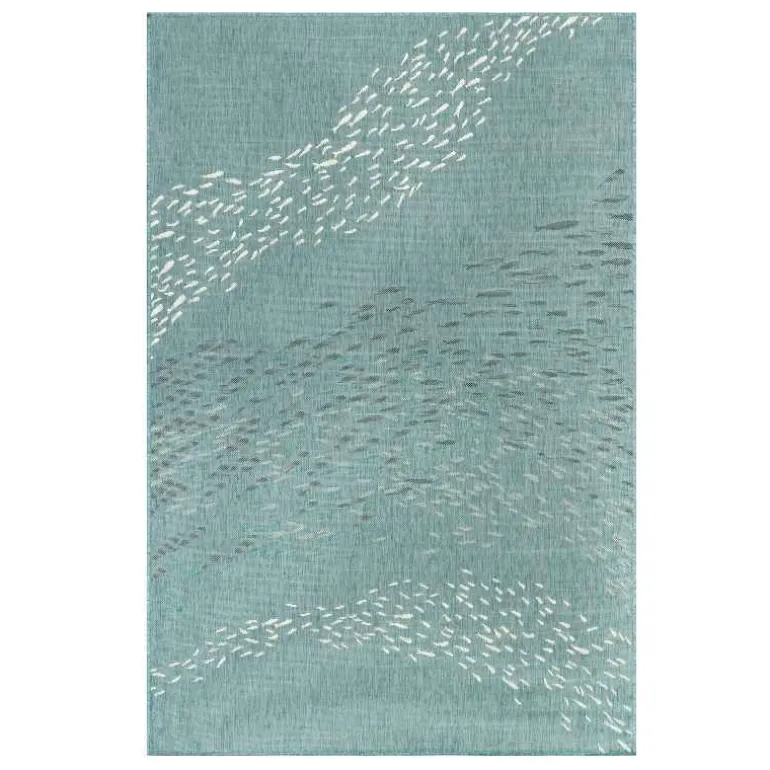 Indoor/ Outdoor Carmel School Of Fish Area Rug, 3 x 5 (aqua)
