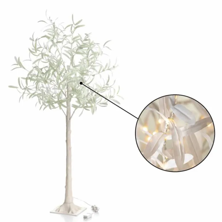 Indoor/ Outdoor Faux Lighted Olive Tree, 5' - White