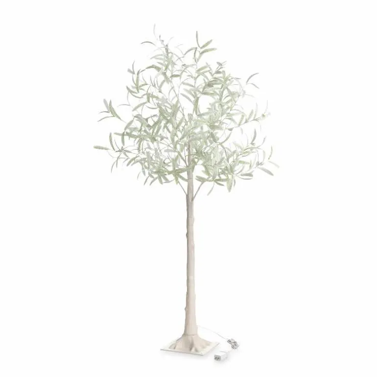 Indoor/ Outdoor Faux Lighted Olive Tree, 5' - White
