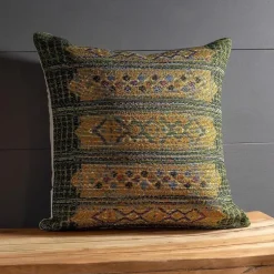 Indoor/ Outdoor Marina Tribal Green Stripe Pillow, 18 sq.