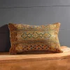 Indoor/Outdoor Marina Tribal Gold Stripe Lumbar Pillow