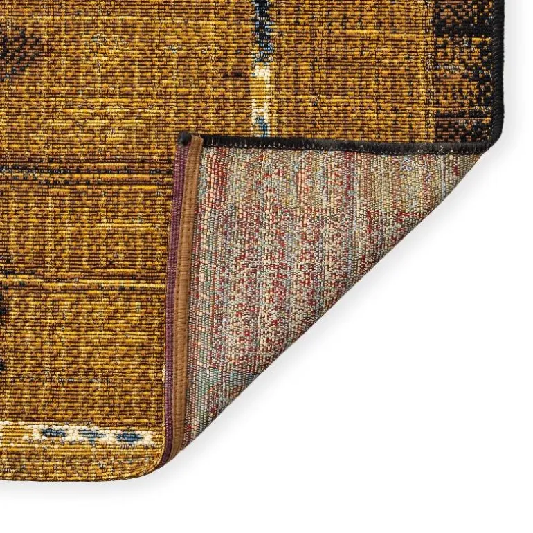 Indoor/ Outdoor Marina Tribal Stripe Gold Rug, 5' x 7'
