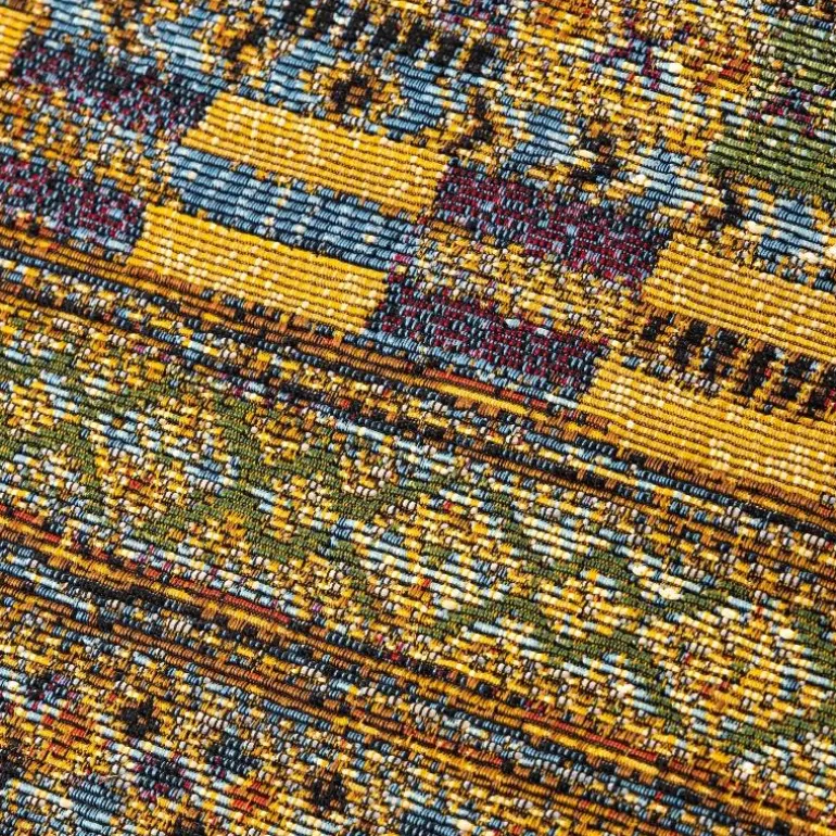 Indoor/ Outdoor Marina Tribal Stripe Gold Rug, 5' x 7'