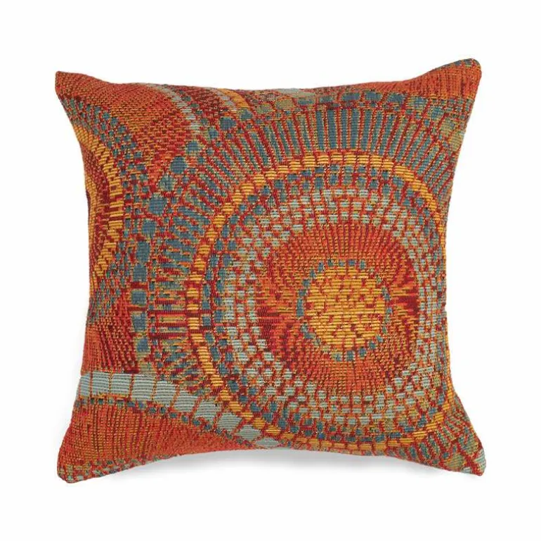 Indoor/Outdoor Saffron Circle Pillow, 18" sq.