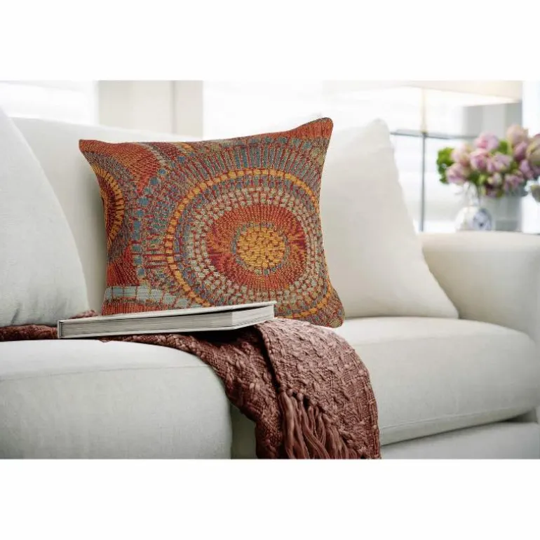 Indoor/Outdoor Saffron Circle Pillow, 18" sq.