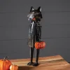 Iron Black Cat Holding Pumpkin