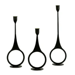 Iron Taper Candle Holders with Ring Detail, Set of 3