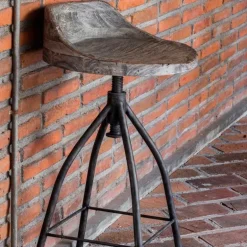 Kairu Black and Gray Glaze Adjustable Swivel Bar Stool
